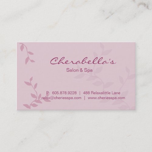Pink Leaves Salon &amp; Spa Manicure Business Card