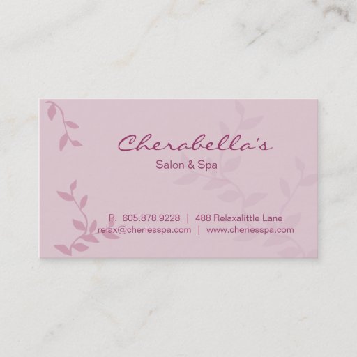 Customizable Pink Leaves Salon &amp; Spa Manicure Business Card