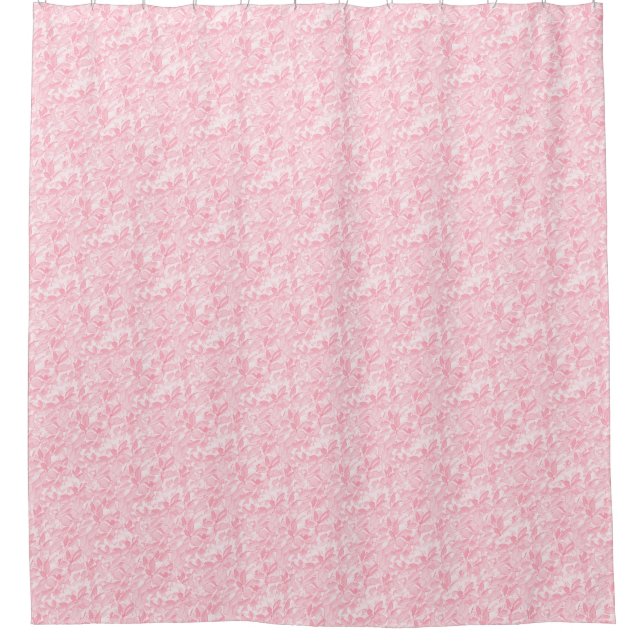 Pink Leaves Shower Curtain (Front)