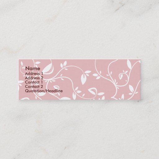 Customizable Pink Leaves - Skinny Business Cards