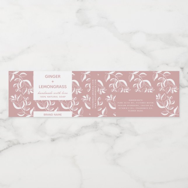 Pink Leaves Soap Label (Single Label)