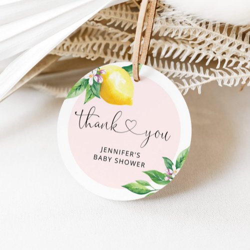 Pink lemon baby shower Thank You Favor Tags