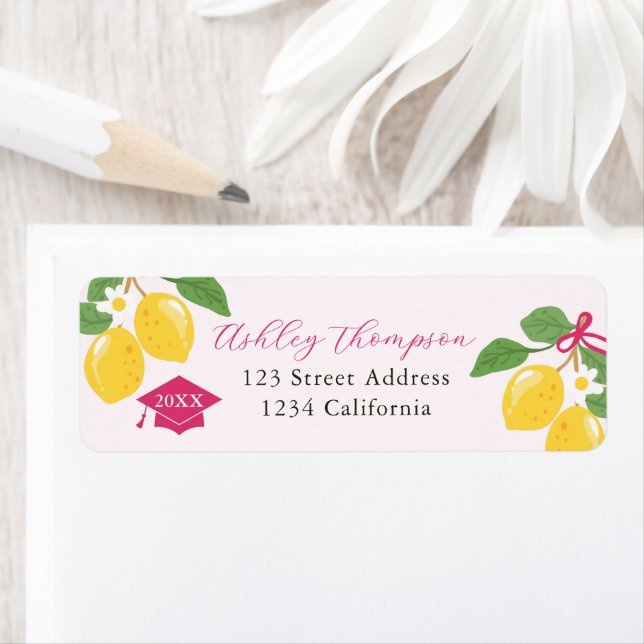 Pink Lemon Citrus Graduation Party Label (Insitu)
