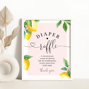 Pink Lemon diaper raffle sign