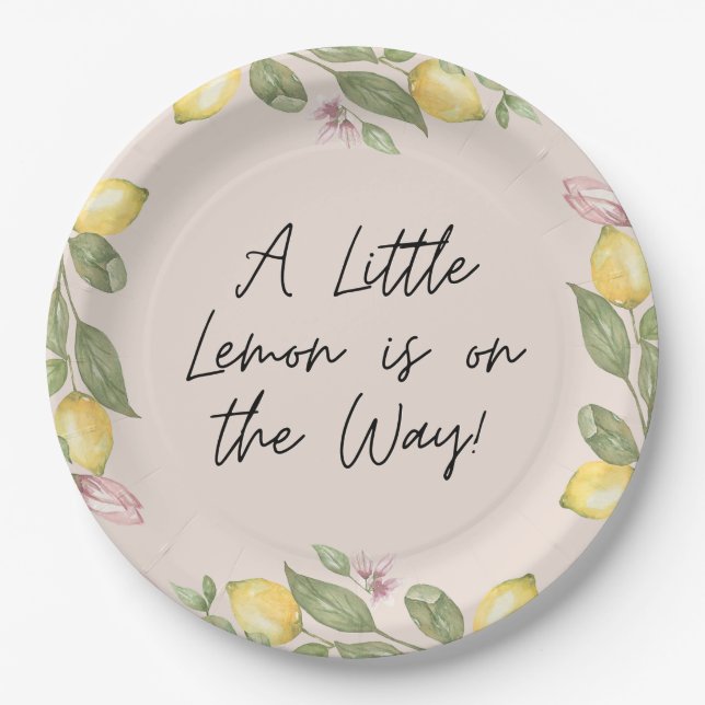 Pink Lemon Disposable Paper Plates (Front)