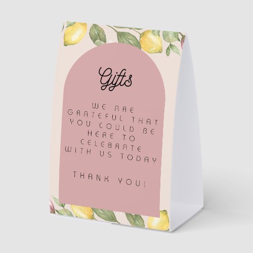Pink Lemon Gift Table Sign