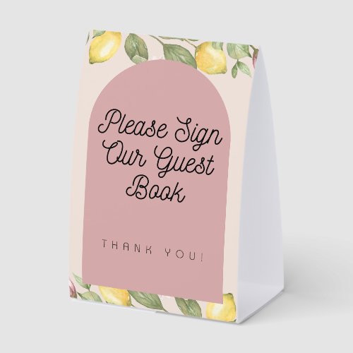 Pink Lemon Guest Book Table Sign