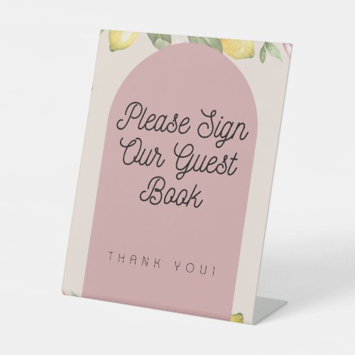 Pink Lemon Guest Book Table Sign