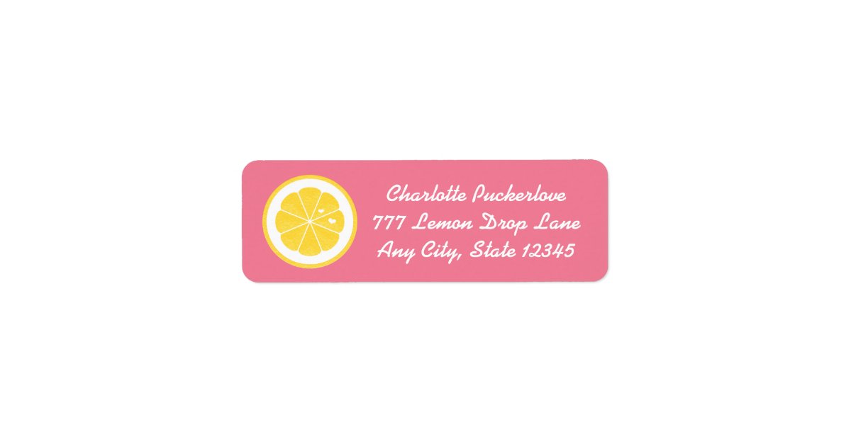Pink Lemon Heart Return Address Labels Stickers Zazzle