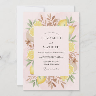 Pink Lemon Leaf Wedding Invitation