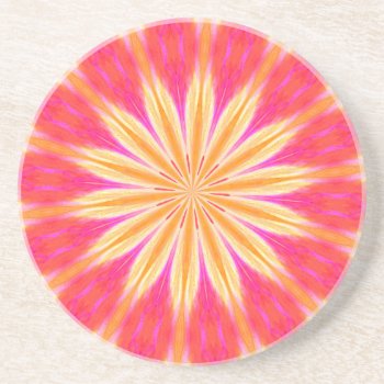 Pink Lemon Lily Medallion Drink Coaster by artinphotography at Zazzle
