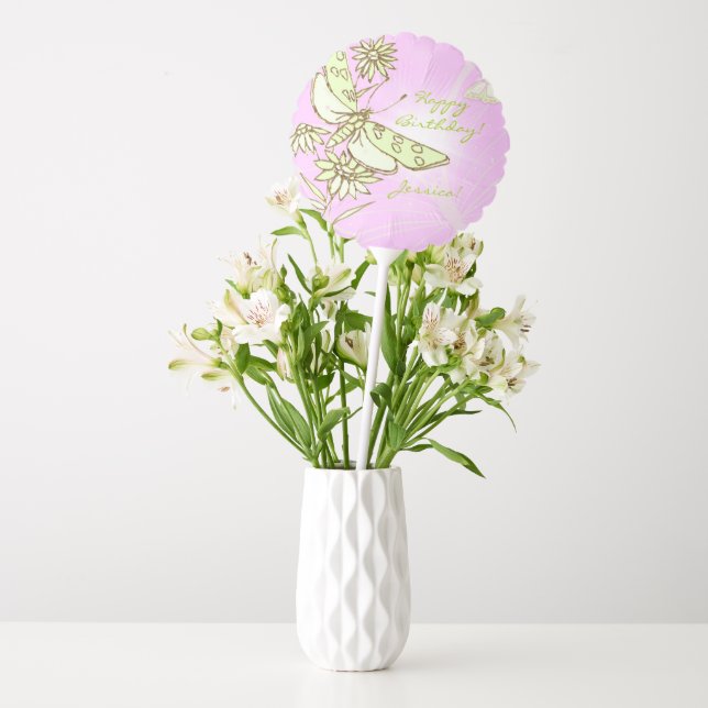 Pink Lemon Lime Butterfly Balloon (Vase)