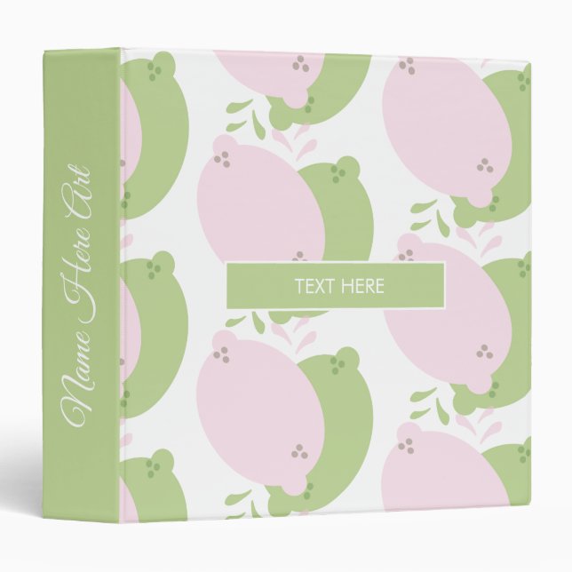 Pink Lemon Lime Pattern 3 Ring Binder (Front/Spine)