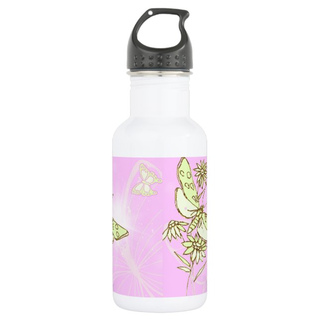 Pink Lemon LIme Stainless Steel Water Bottle (Front)