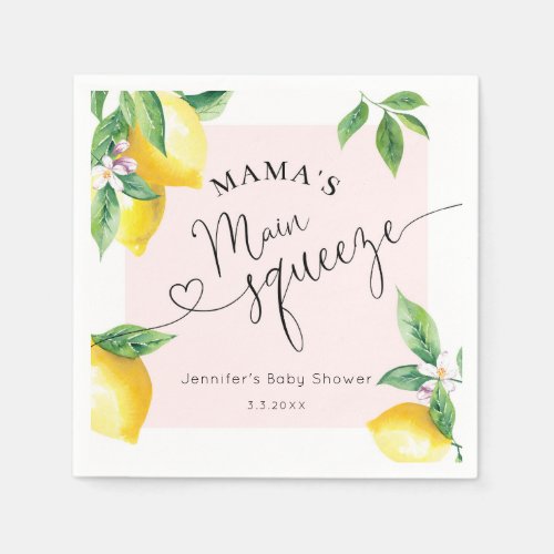 Pink lemon mamas main squeeze baby shower napkins