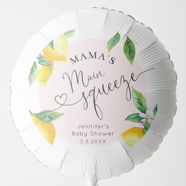 Pink lemon mamas main squeeze baby shower napkins balloon (Front)