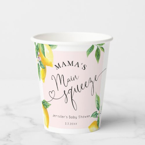 Pink lemon mamas main squeeze baby shower napkins paper cups