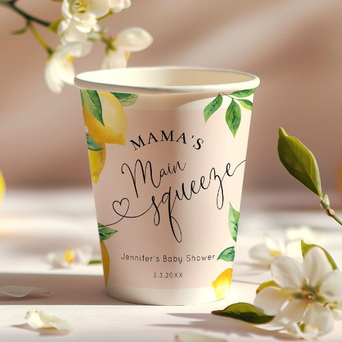 Pink lemon mamas main squeeze baby shower napkins paper cups