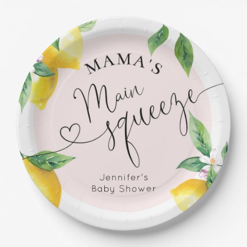 Pink lemon mamas main squeeze baby shower napkins paper plates