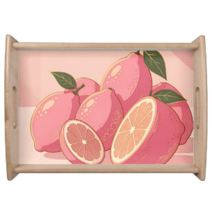 Pink Lemon Modern Feminine Citrus Serving Tray