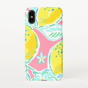 Pink Lemon Phone Case, Lilly Pulitzer Inspired iPhone X Case