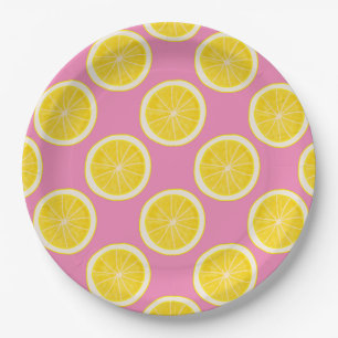 Pink Lemon Print Throw Pillow Paper Plates
