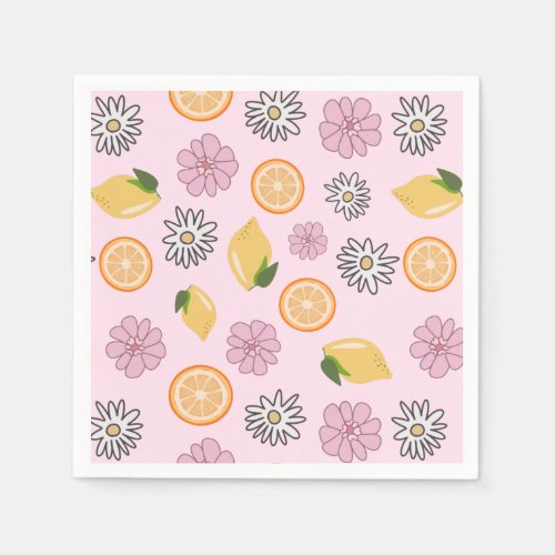 Pink Lemon Summer Floral Napkins
