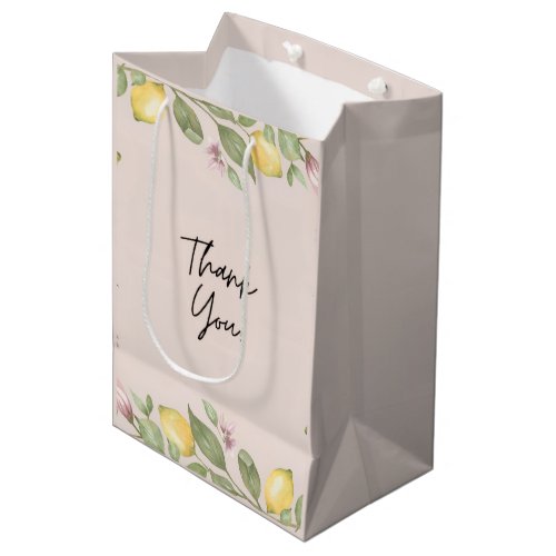 Pink Lemon Thank You Favor / Gift Tag Medium Gift Bag