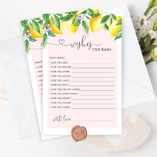 Pink lemon wishes for baby card