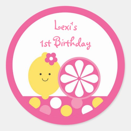 Pink Lemonade 1st Birthday Classic Round Sticker