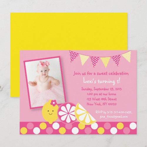 Pink Lemonade Birthday Invitations