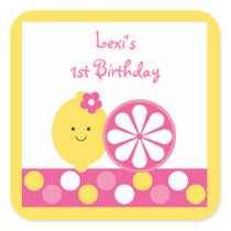 Pink Lemonade 1st Birthday Square Sticker
