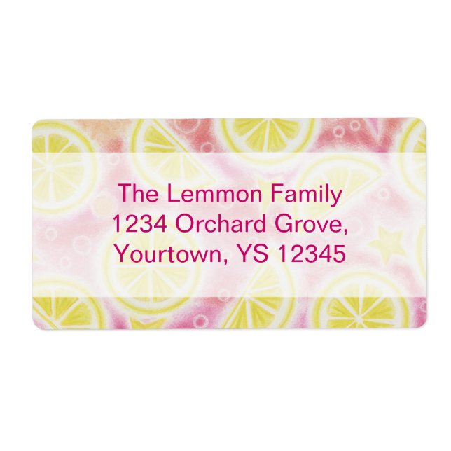 Pink Lemonade address label large centre text (Front)