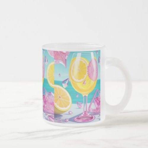 Pink Lemonade AI Art Frosted Glass Mug
