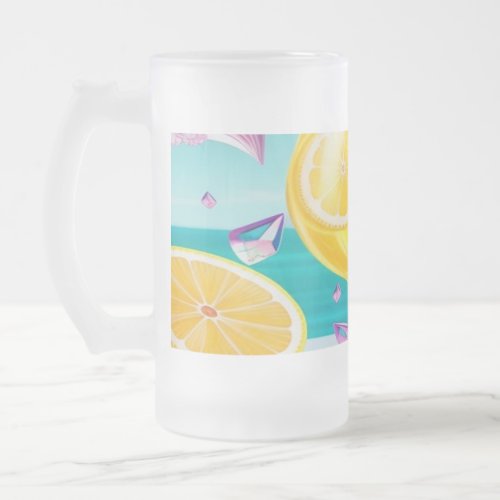 Pink Lemonade AI Art Frosted Glass Mug 16 Ounce
