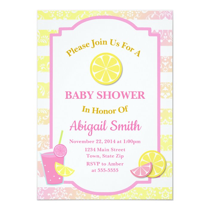 pink lemonade baby shower invitation lemon girl  zazzle