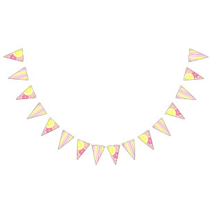 Pink Lemonade Birthday Citrus Slice Striped Summer Bunting Flags