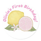 Pink Lemonade Birthday Favor Sticker