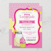 Pink Lemonade Birthday Party Cupcake Jar Invite (Front/Back)