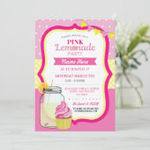 Pink Lemonade Birthday Party Cupcake Jar Invite (Standing Front)