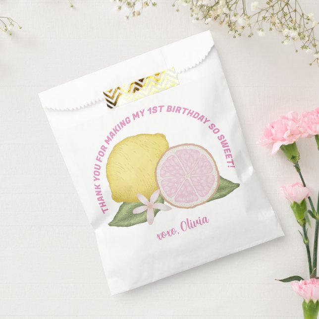 Pink Lemonade Birthday Party Favor Bag (Sealed)