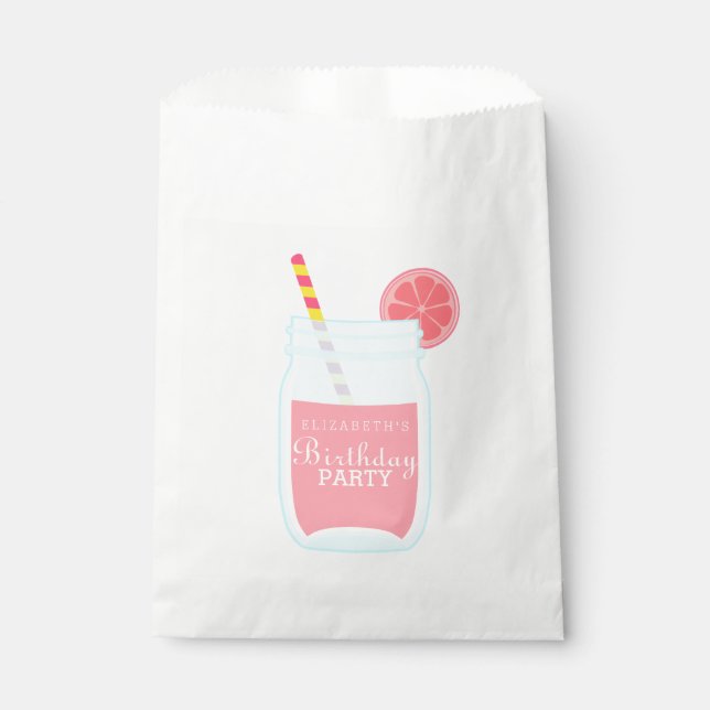 Pink Lemonade Birthday Party Favor Bag (Front)
