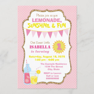 Pink Lemonade Birthday Party Invitation