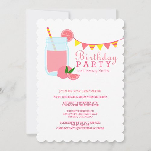Pink Lemonade Birthday Party Invitation