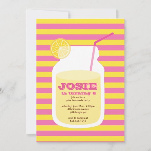 Pink Lemonade Birthday Party Invitation