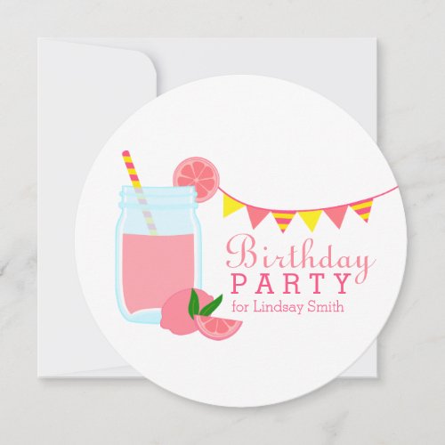 Pink Lemonade Birthday Party Invitation