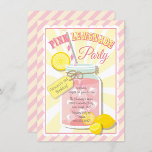 Pink Lemonade Birthday Party Invitations