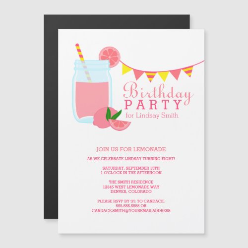 Pink Lemonade Birthday Party Magnetic Invitation