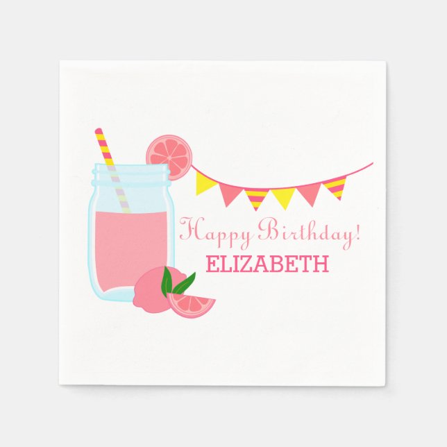 Pink Lemonade Birthday Party Napkins (Front)