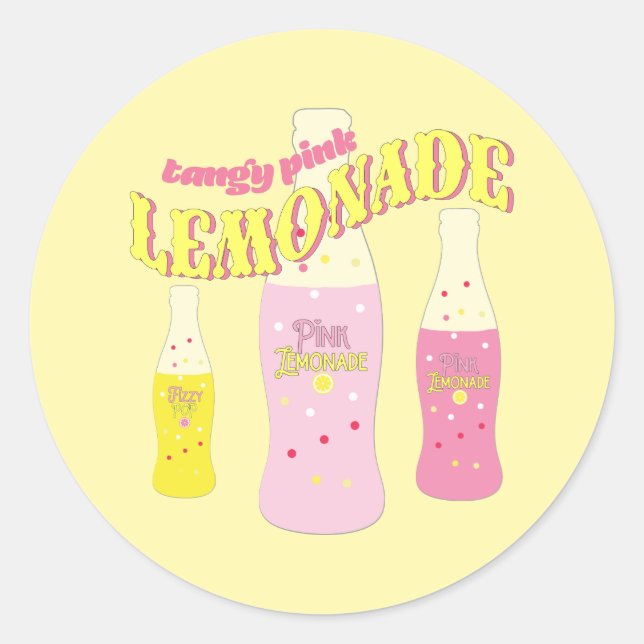 Pink Lemonade Birthday Summer Polka Dot Cute Classic Round Sticker (Front)